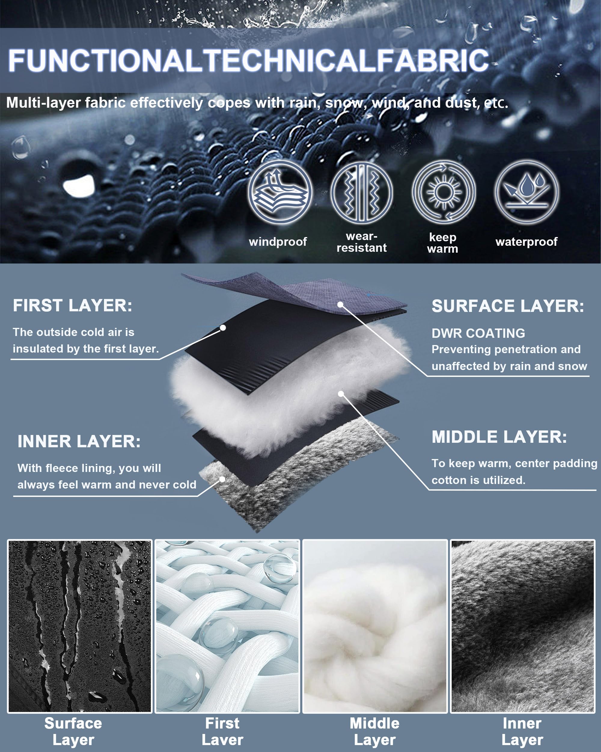 Winter Jackets Mens Skiing Coats Warm Waterproof Ski Snow Coat with Hooded for Cold Weather