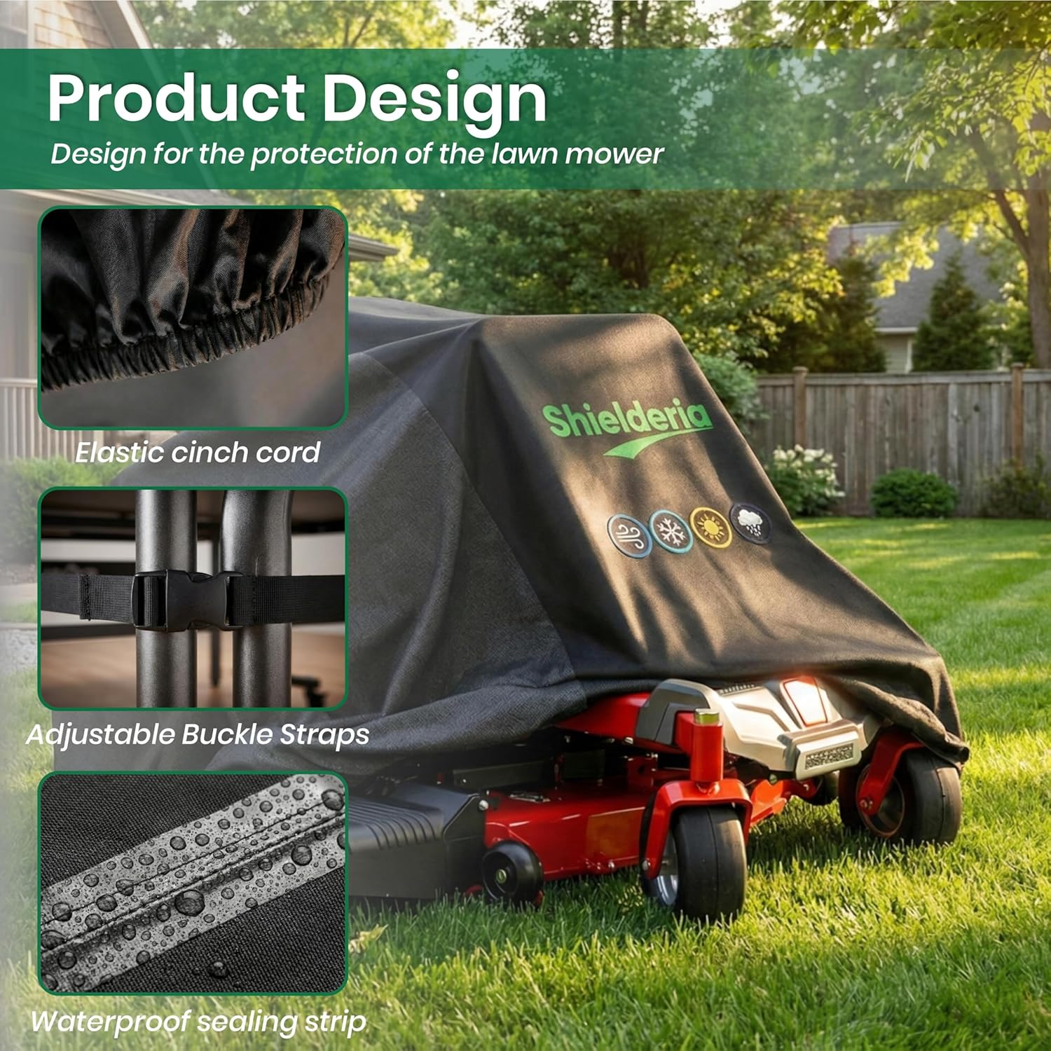 Zero Turn Mower Cover - Heavy Duty 600D Oxford Waterproof Lawn Mower Cover for All-Weather Outdoor Storage, Fits John Deere, Greenworks, EGO, Toro, Craftsman, Husqvarna, Honda & More