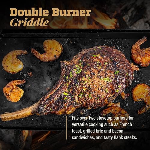 Miniatura 5 de Lodge Blacklock - Plancha de hierro fundido de 10 x 20 pulgadas, triple sazonada, para cocinar en interiores y exteriores, se adapta a más de dos