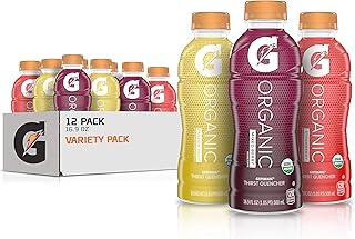 G Organic, 3 Flavor Variety Pack, Gatorade Sports Drink, Organic Hydration, USDA Certified Organic, 16.9 fl oz Bottles (Pa...