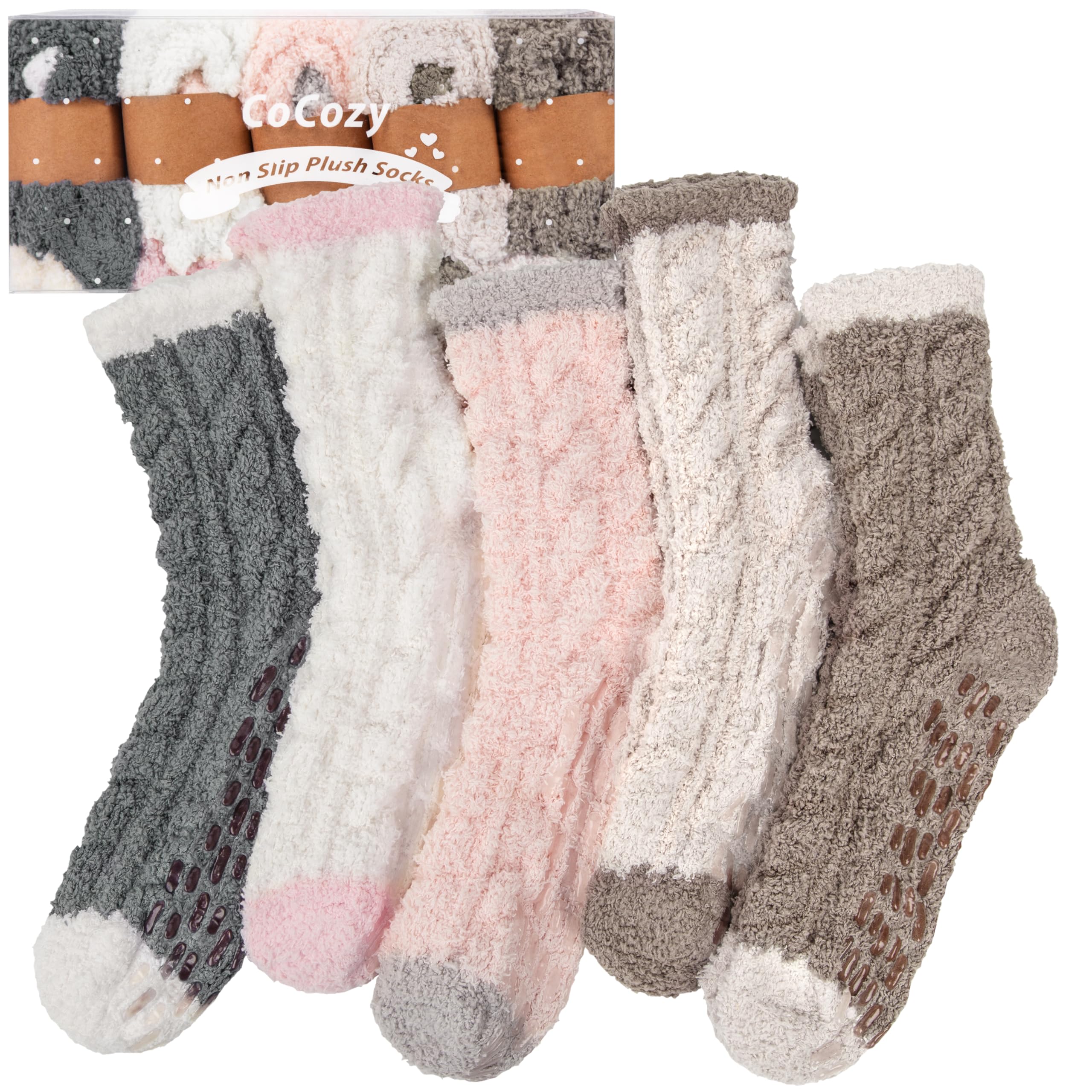 CoCozy Fuzzy Socks with Grips for Women, Cozy Fluffy Socks Gifts