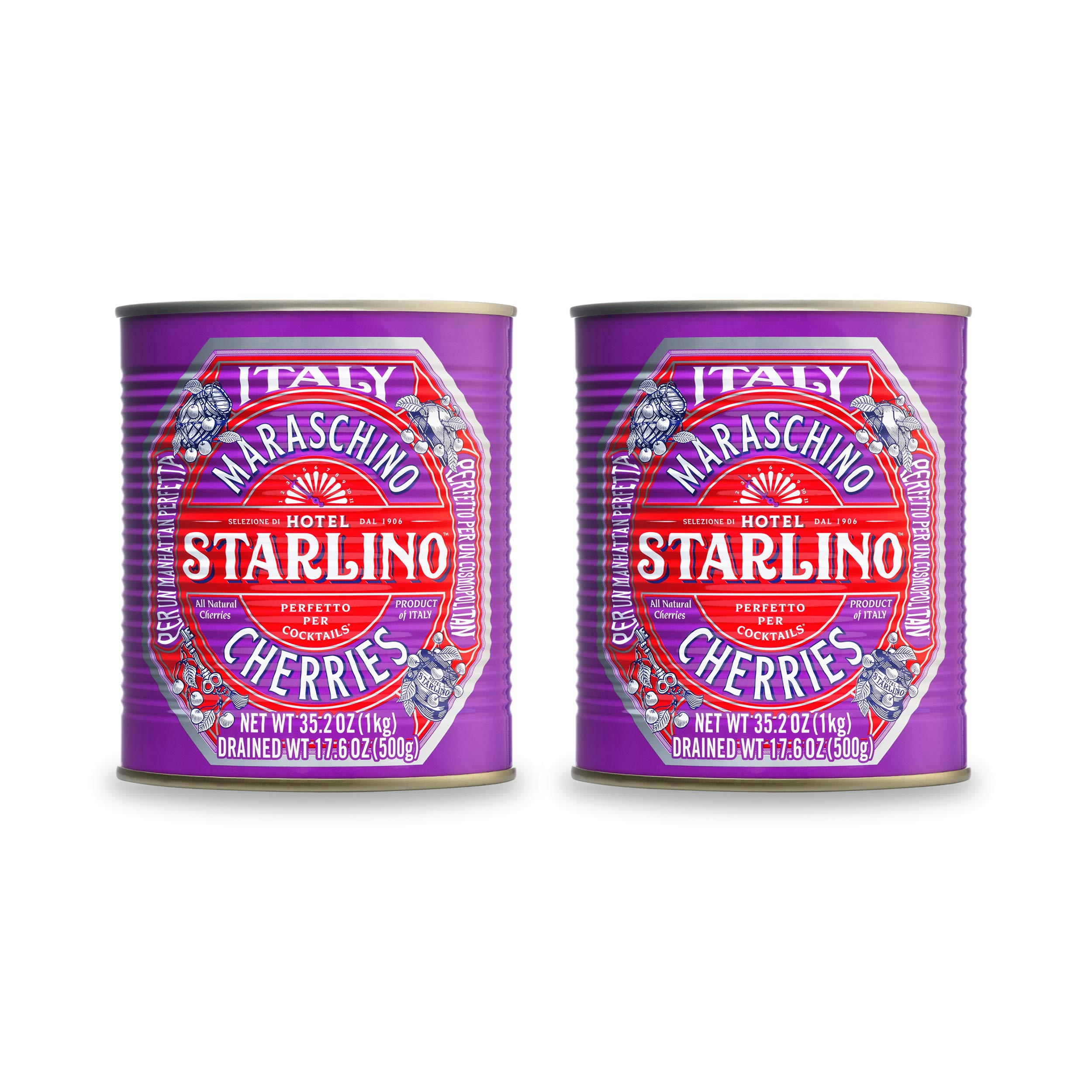 Hotel Starlino Maraschino Cherries | Great Tasting Italian Cherry for Premium Cocktails and Desserts | All-Natural Home Essentials For Your Bar Cart
