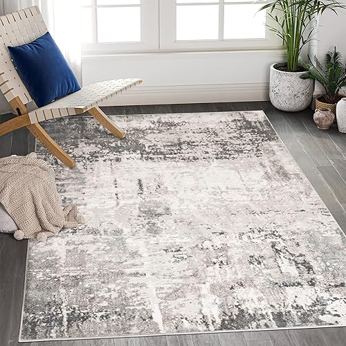 Miniatura 1 de ArtTuft Alfombra lavable antideslizante con respaldo abstracto de 5 x 7 pies resistente a las manchas para sala de estar plegable lavable a máquina