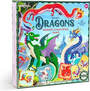 eeBoo Shiny Dragons Memory & Matching Game, Ages 3+, 1-4 Players