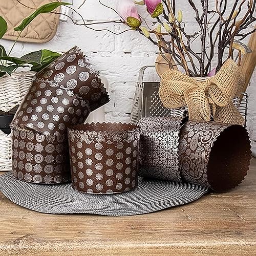 Miniatura 2 de Murales de molde de papel Panettone de 8 onzas, 24 piezas, 3.5 x 3.5 pulgadas de ancho (3.5 in x 3.5 in) de alto, moldes redondos para hornear de