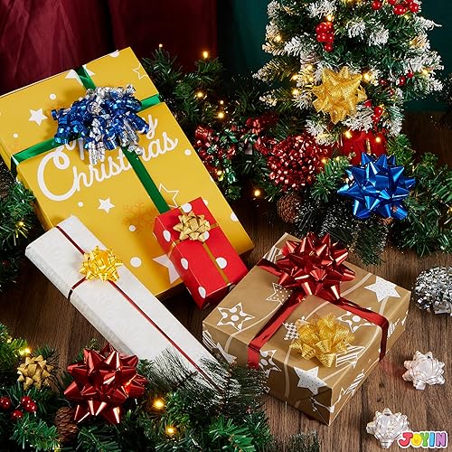 Miniatura 9 de JOYIN 42 lazos de regalo de Navidad surtidos con 36 lazos de regalo autoadhesivos de varios colores de tamaños surtidos, 2 lazos rizados y 4 lazos