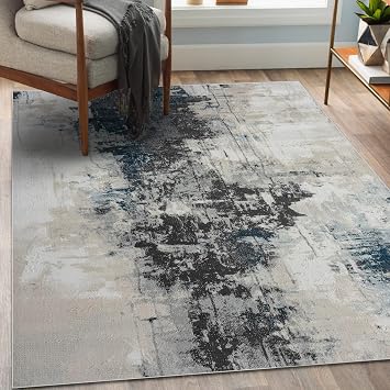 LUXE WEAVERS Olimpia Collection 6610 Blue 9x12 Modern Abstract Area Rug