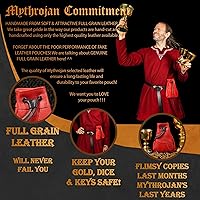 Vista 2 de Mythrojan Medieval Drawstring Bag, Ideal for SCA LARP Reenactment & Ren fair-Full Grain Leather
