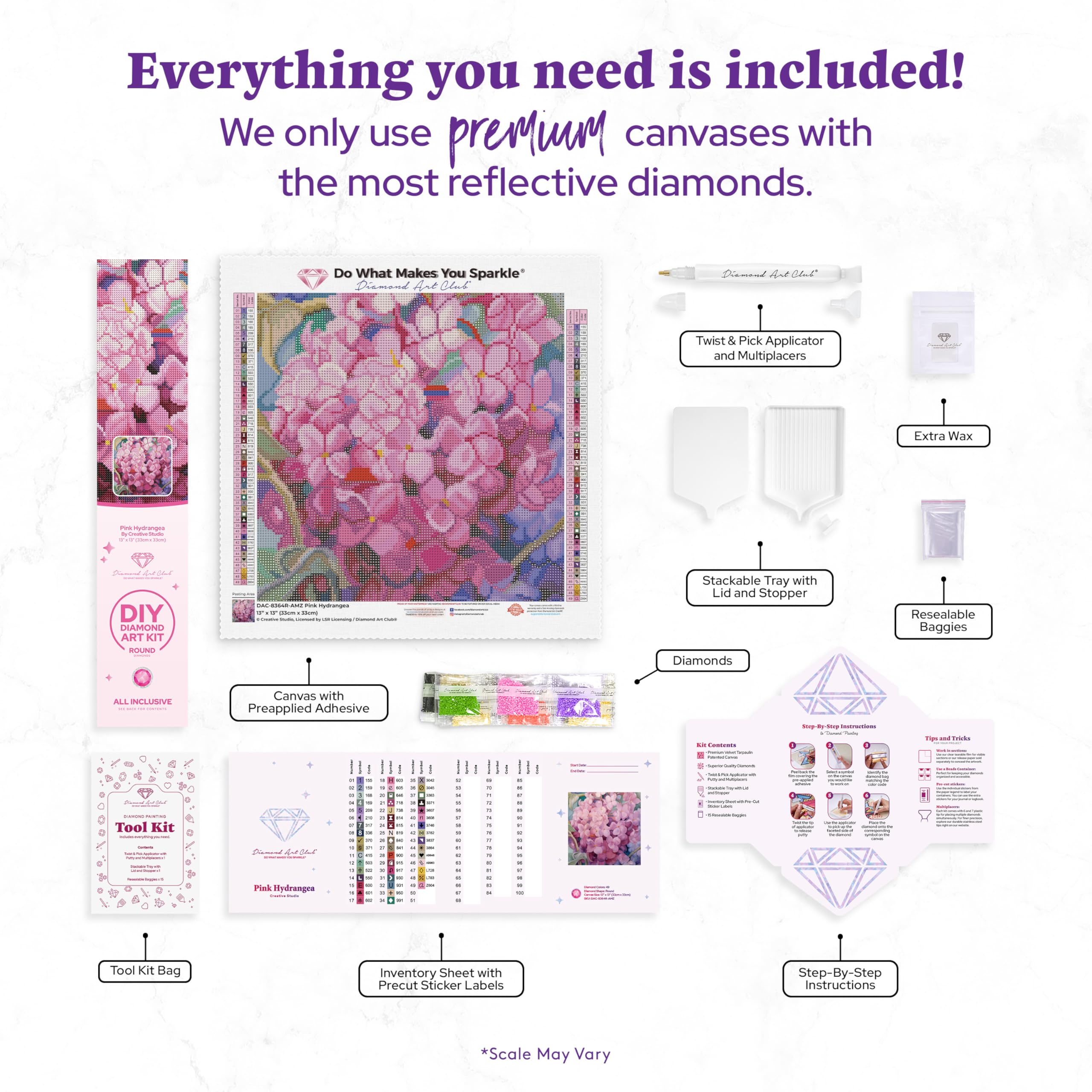 Amazon.com: DIAMOND ART CLUB Pink Hydrangea Diamond Painting Kit