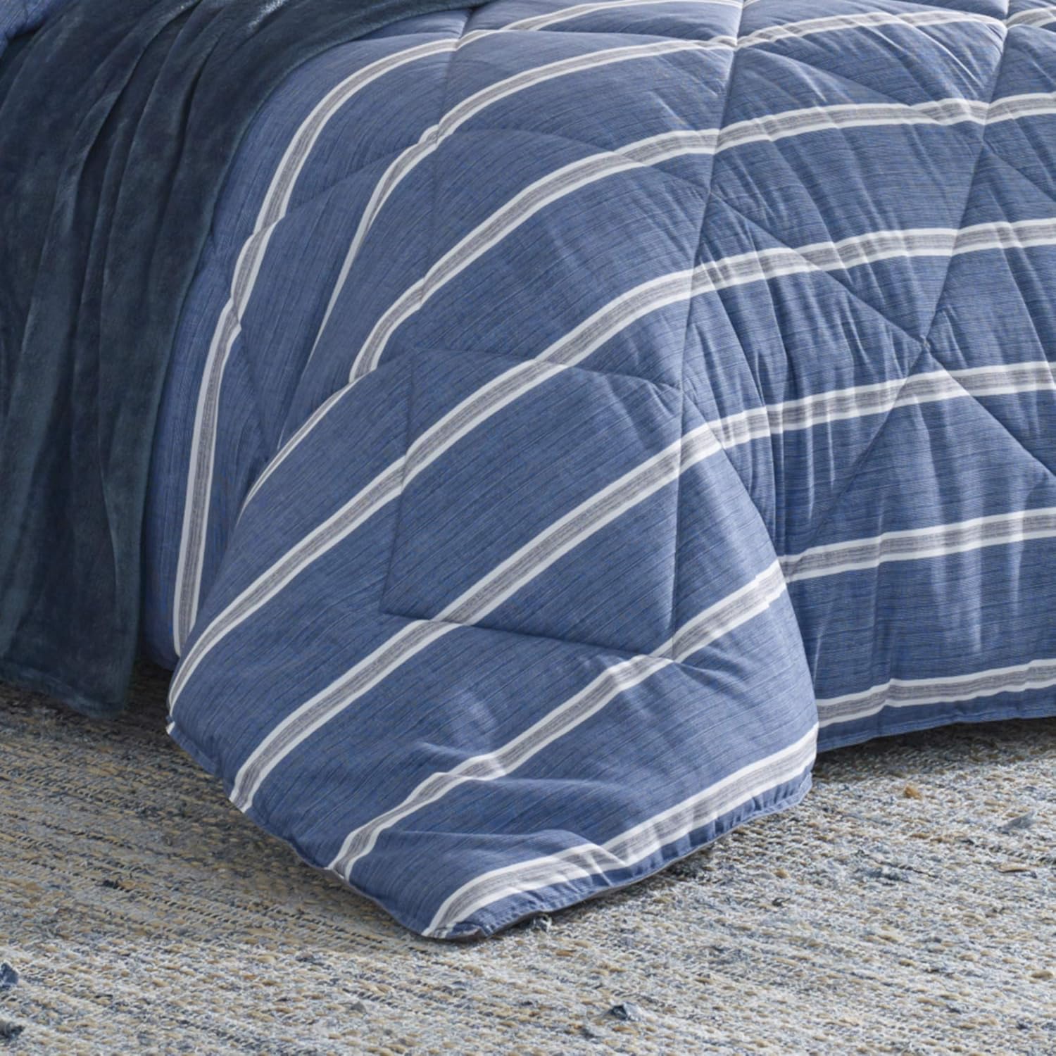 🛒 Crаzу Dеаlѕ Nautica | Keller Collection | Ultra Soft & Cozy Silky Microfiber Reversible Box Quilted Comforter Matching Shams, 3-Piece Bedding Set, Queen, Blue
