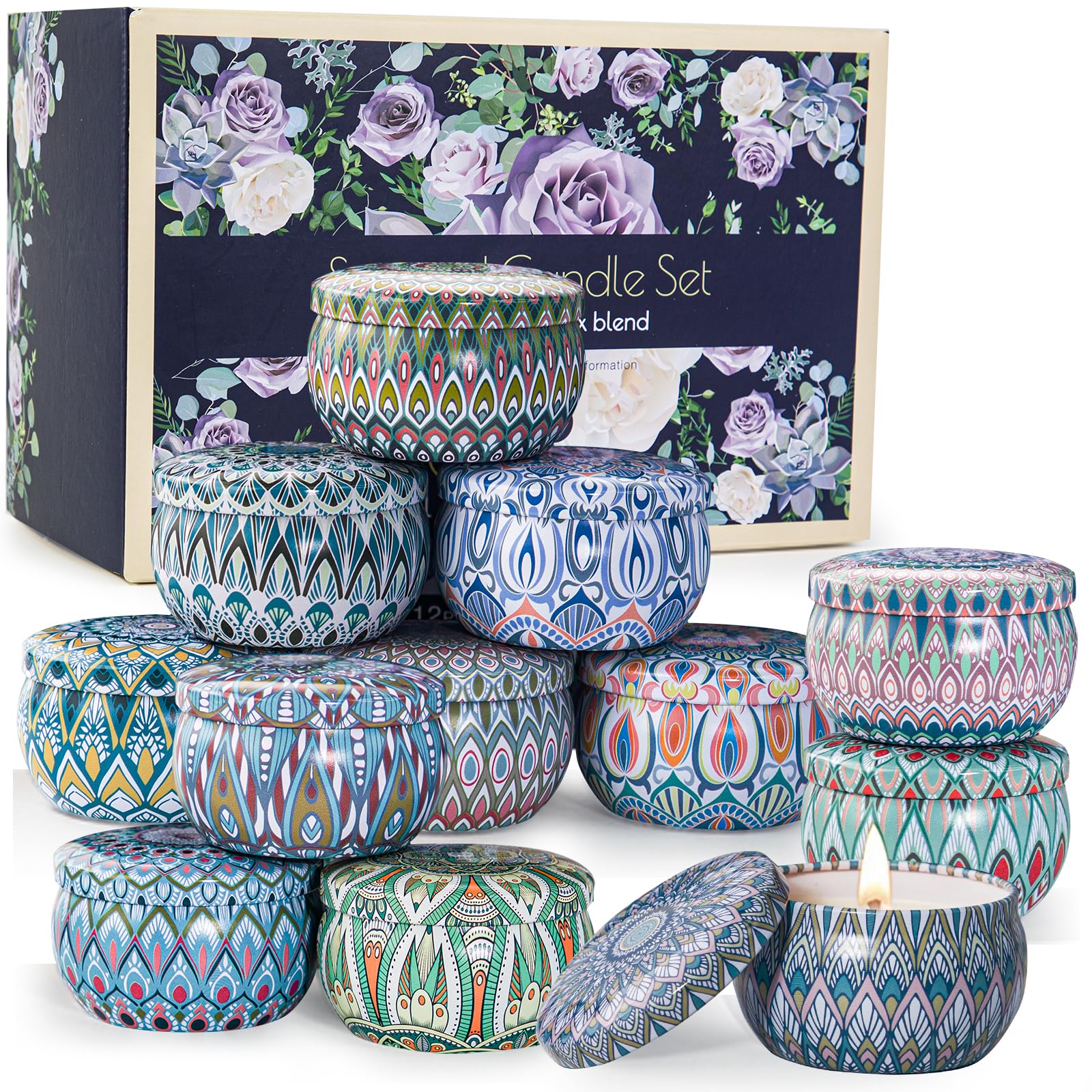 Duftkerzen-Geschenk-Set, Aromatherapie-Kerzen für Frauen, Kerzen für Zuhause, 300 Stunden lange Brenndauer, Sojawachskerzen-Set, Geschenke für Mutter, Frauen, Spa, Geburtstag, Jahrestag,