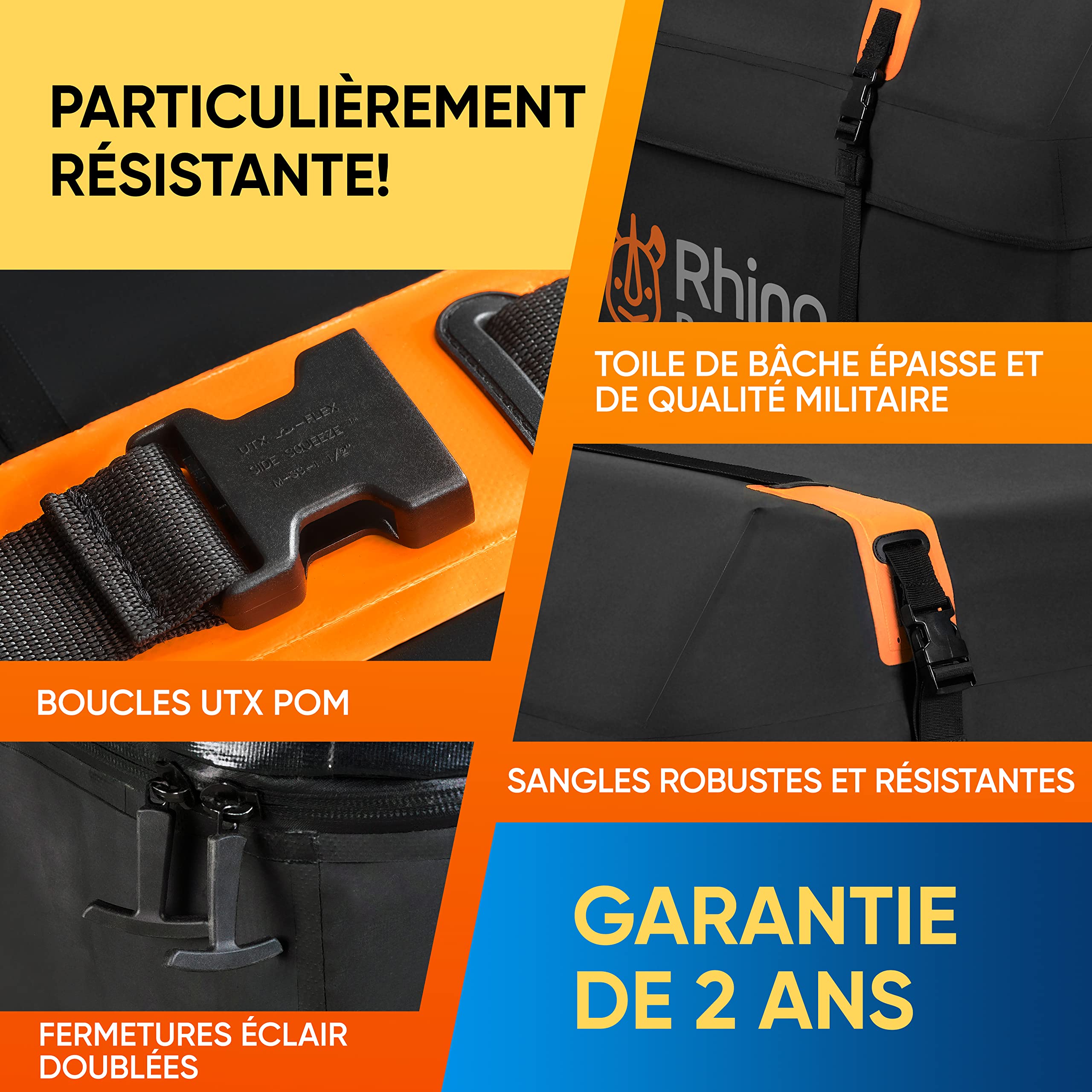 Sac de Toit Voiture 540L (19 CU.Ft) – Coffre Souple Haute Densité 100% Imperméable – Montage Rapide sans Barre de Toit – Tapis de Protection Inclus