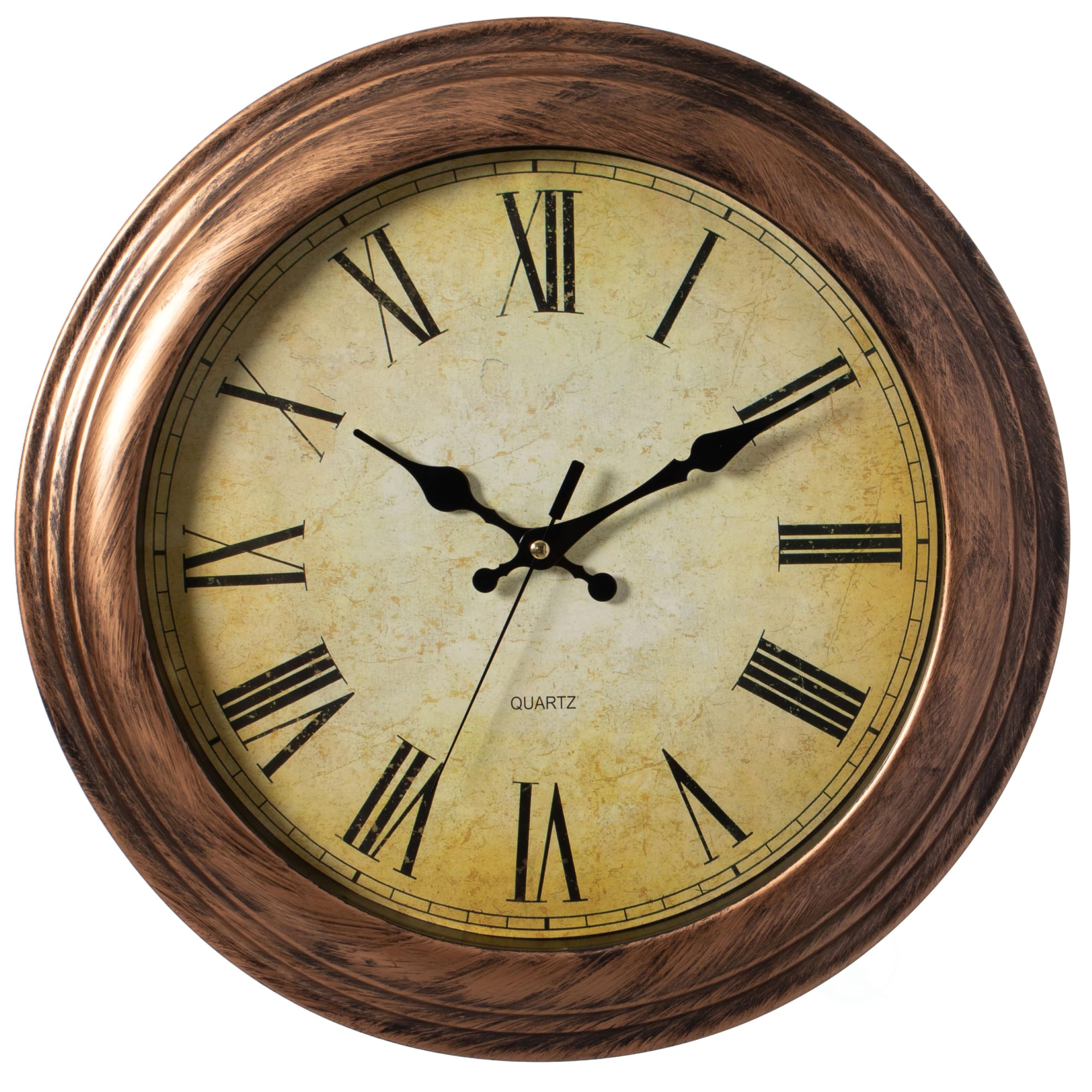 Horloge murale rétro bronze pour remplacer un mur vide par une déco rustique de salon