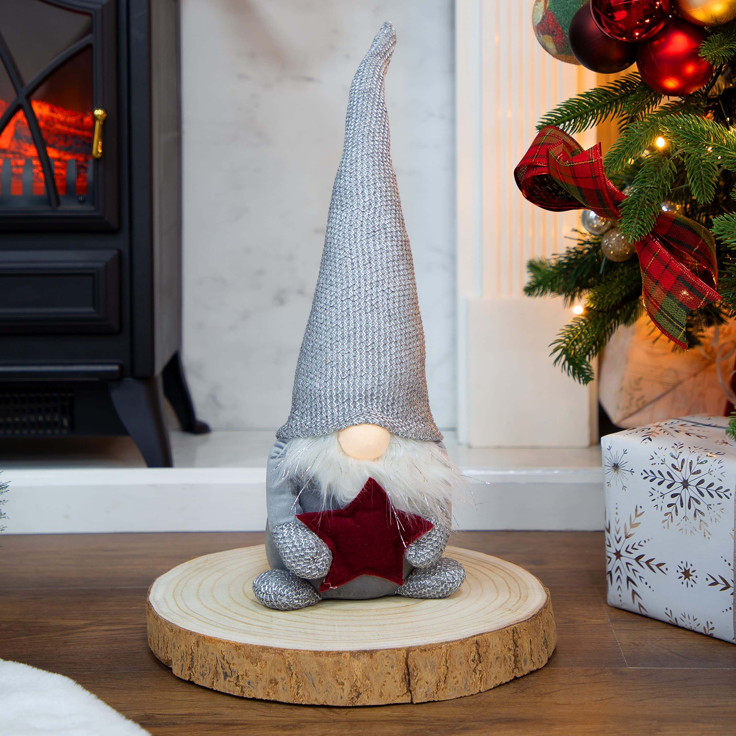 The Christmas Workshop Grey Seated Felt Gnome Ornament/Festive Collectable Gonk/Woolen Decoration And Sizes (Grey Seated)