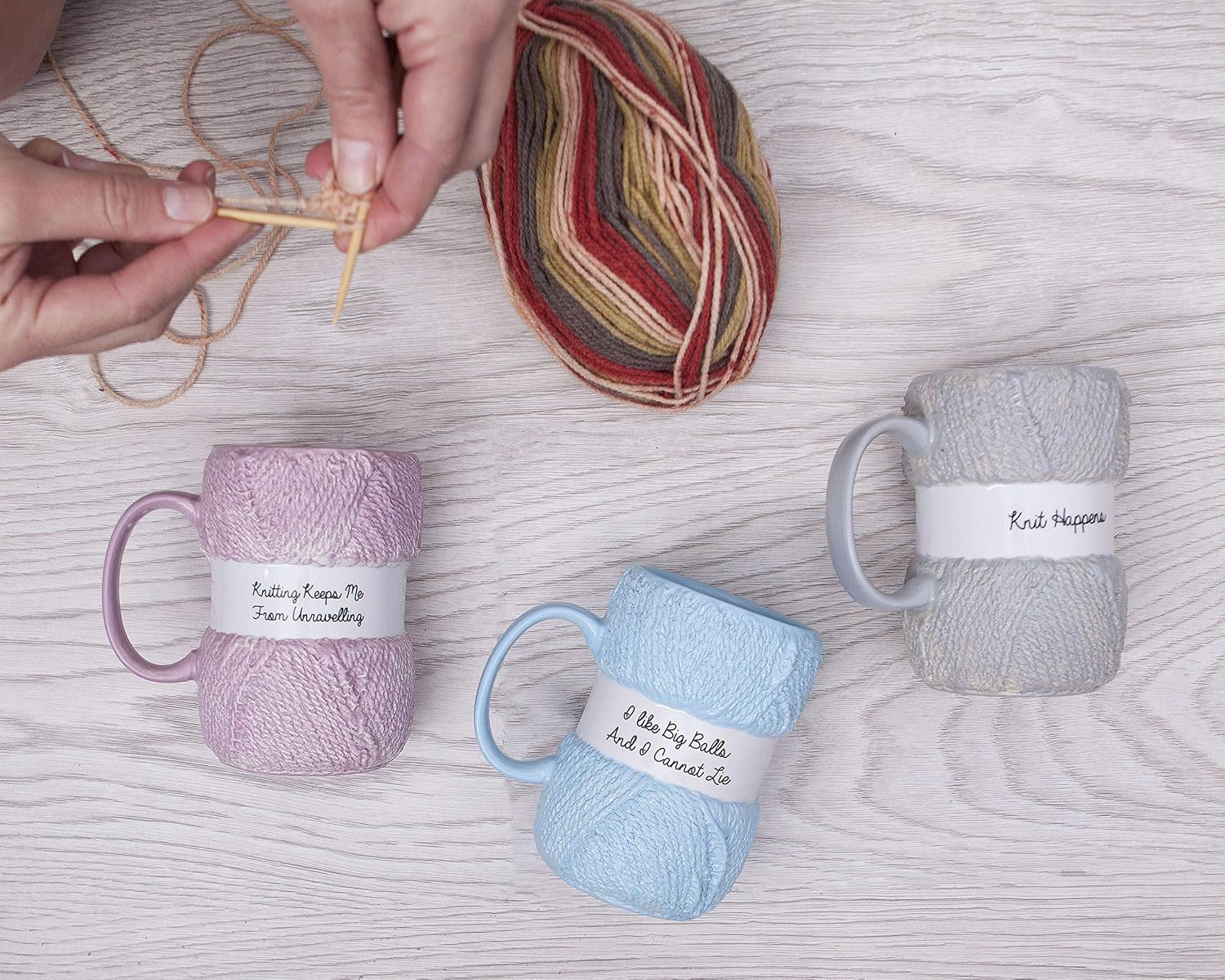 Boxer Gifts 'I Like Big Balls And I Cannot Lie' Novelty Knitting Gift Mug | Light Blue Colour With Realistic Yarn Detailing | Amazing Christmas, Birthday Or Mother's Day Gift For Her