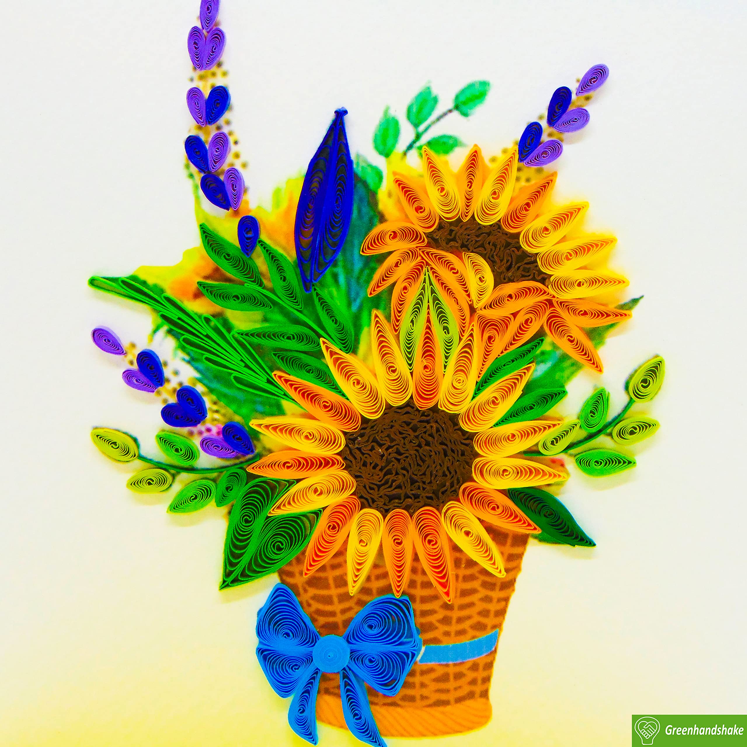 Amazon.com : Sunflower Bouquet Quilling Greeting Card - Unique Dedicated  Handmade/Heartmade Art. Design Greeting Card for all occasion by  GREENHANDSHAKE : Office Products