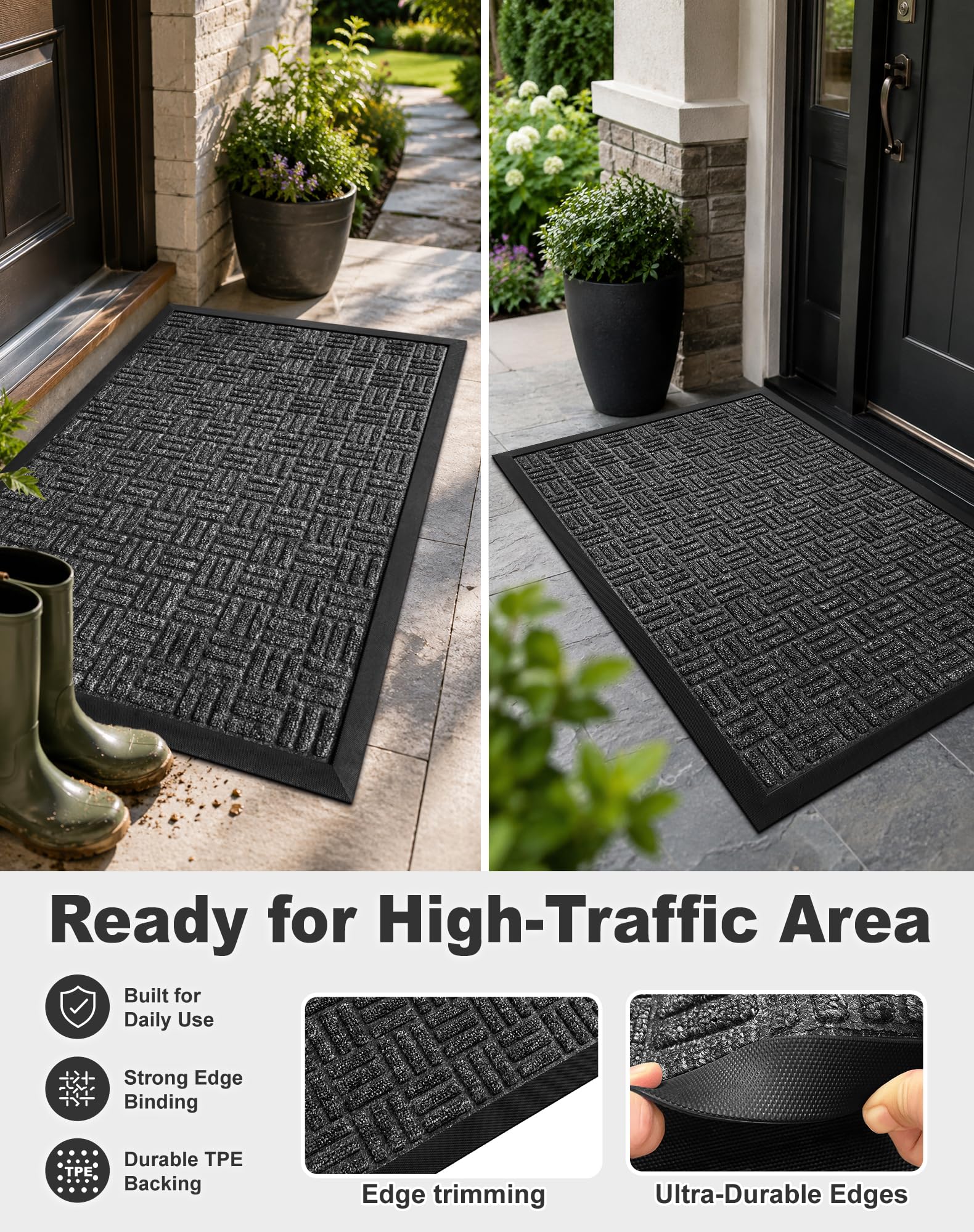 Mibao Gray Doormat - Heavy Duty Outdoor & Indoor Mat -5 Mibao Gray Doormat - Heavy Duty Outdoor & Indoor Mat -5
