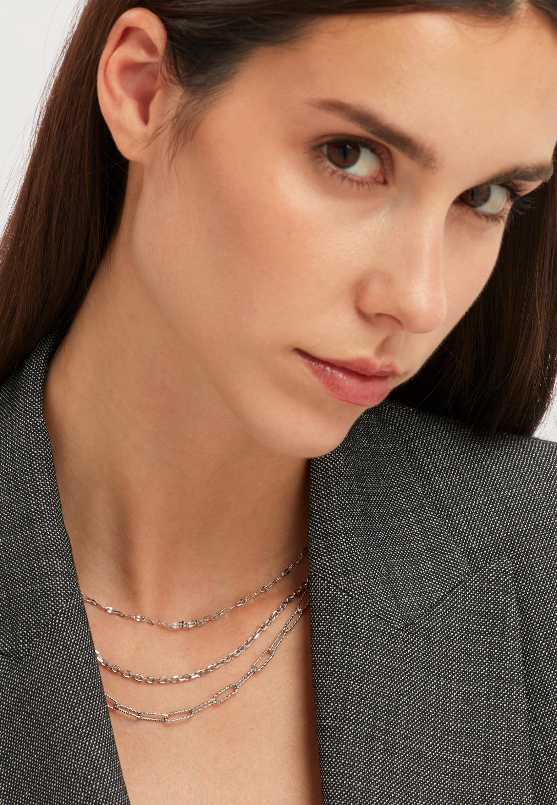 Breil, Collezione Magnetica System, Girocollo da Donna in Acciaio, Catena Rettangolare, Catena Sfaccettata, Chiusura Magnetica