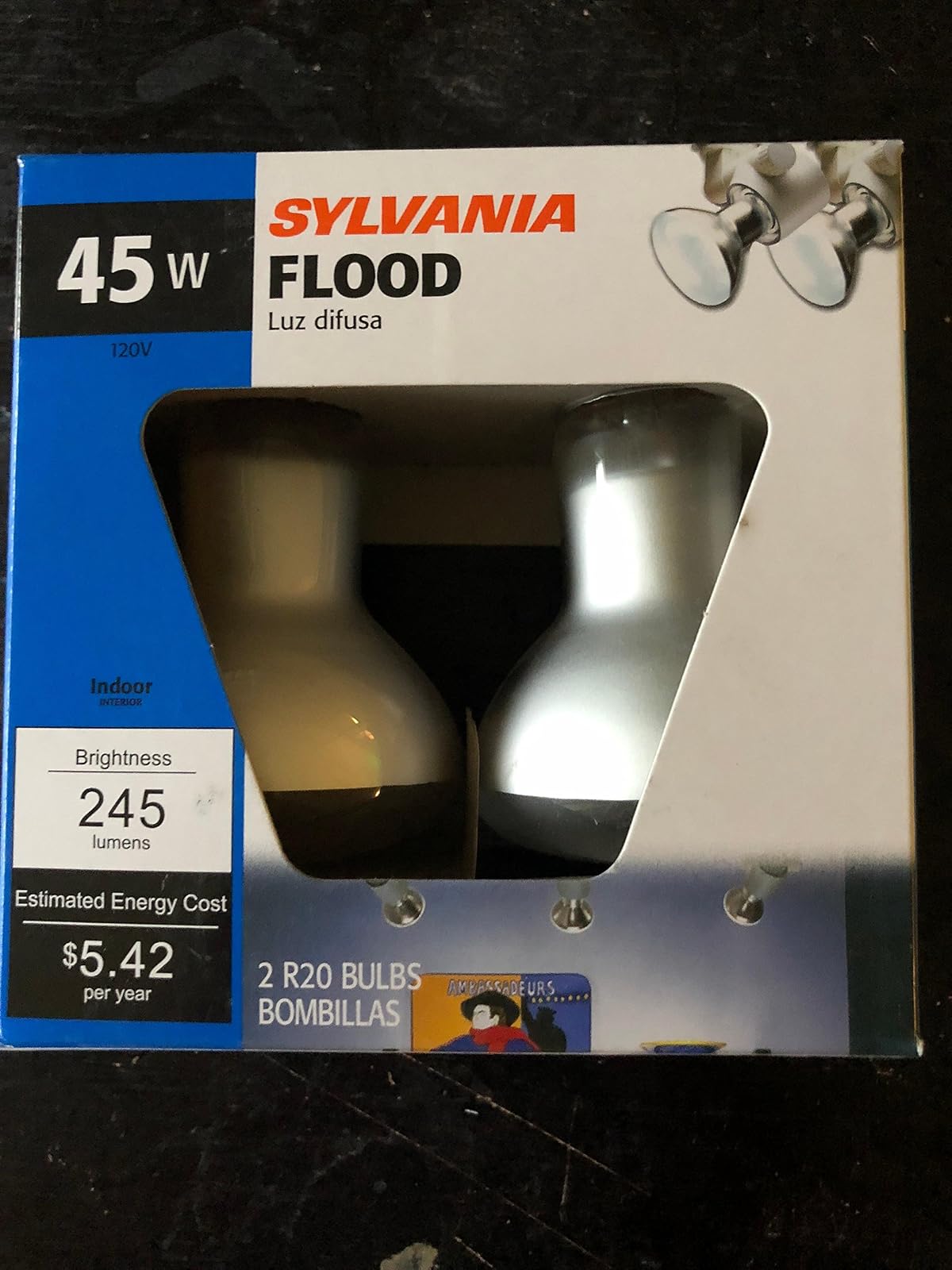 SYLVANIA Reflector Flood Light Bulb, 14997-45R20/RP, 2-Pack, Copper Material