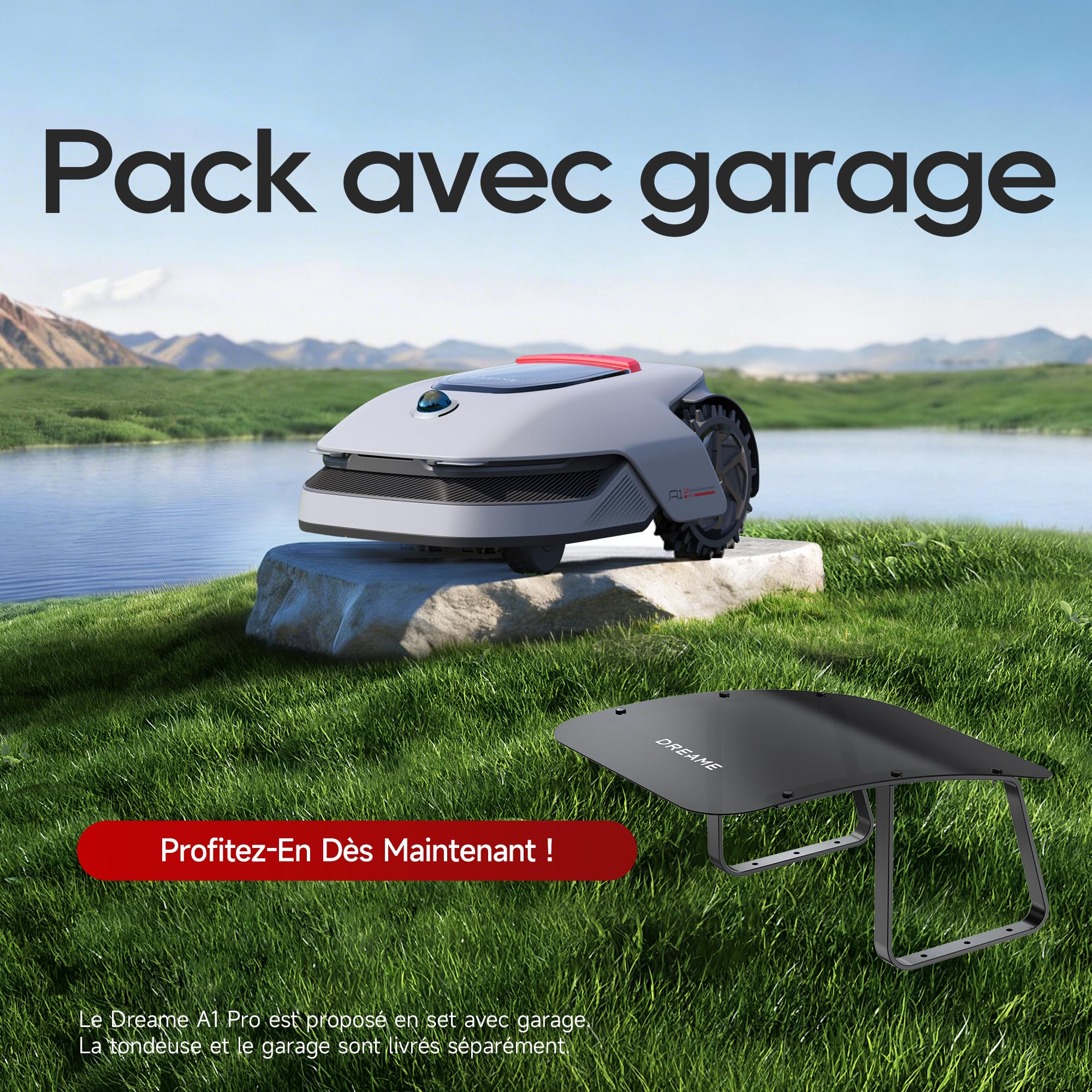 DREAME A1 Pro Robot Tondeuse sans Fil Périphérique, 360° 3D LiDAR, Recommandé 2000 m², Contrôle Via App, Gestion intuitive des Zones, Évitement Intelligent des Obstacles
