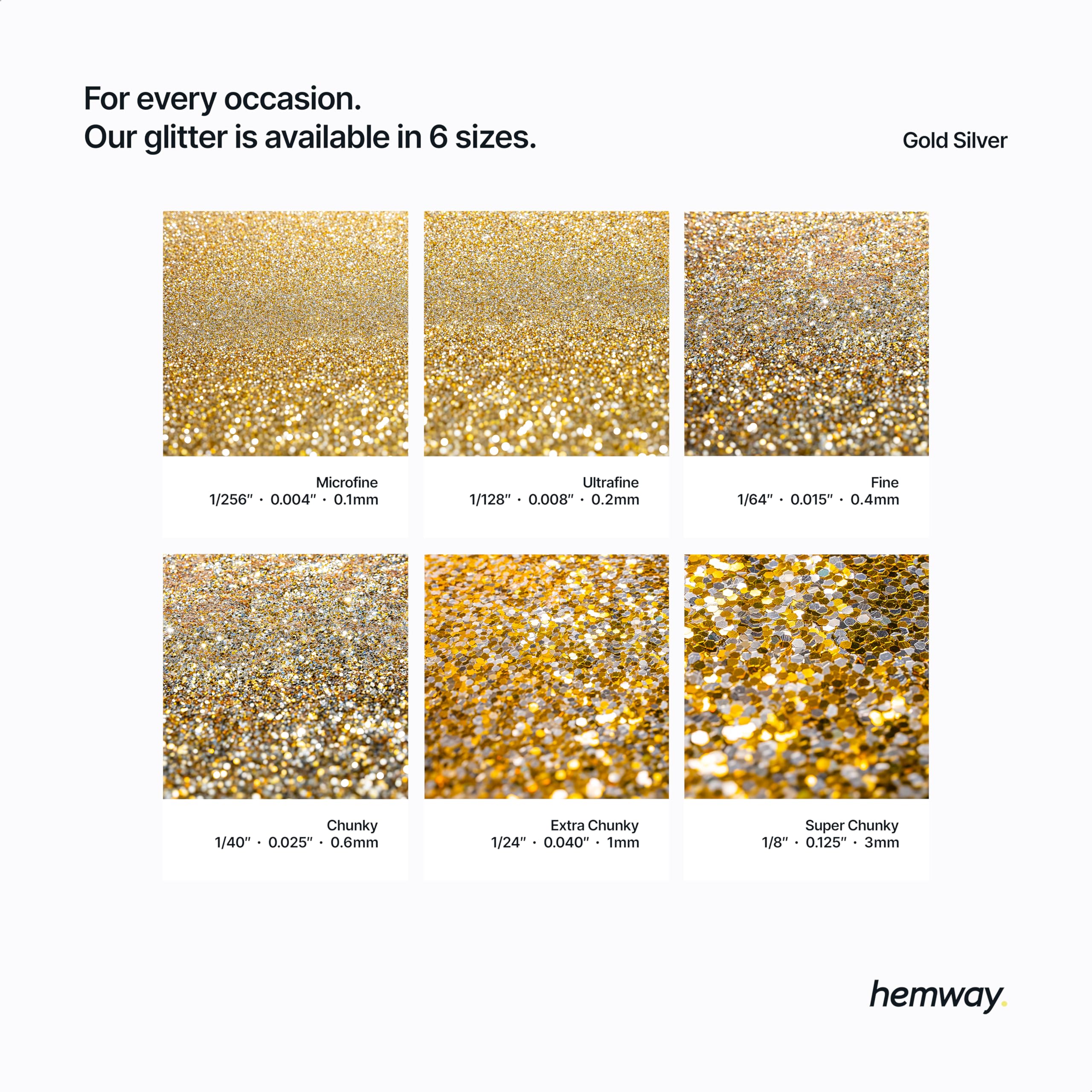 Hemway Glitter Shaker Gold Silver 130g x2 Pack Extra Chunky, Craft Glitter Shakers for Resin & Epoxy Crafts - Image 3