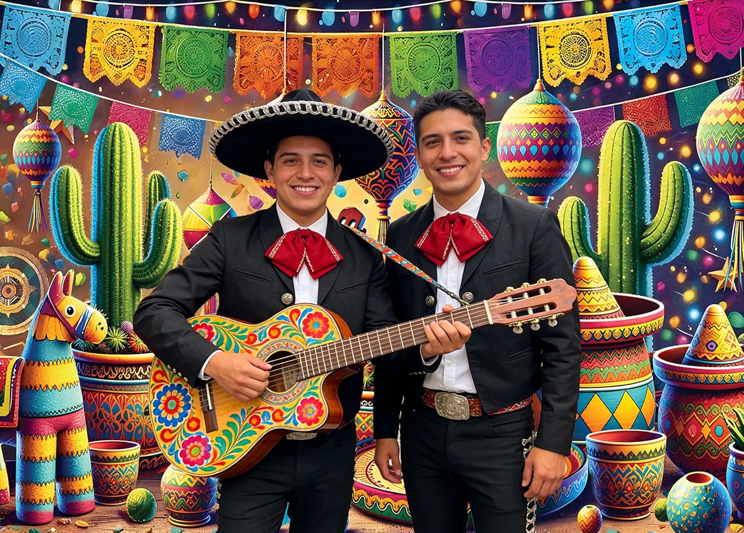Cinco De Mayo Banner Backdrop 8x6FT Let's Fiesta Photography Background Mexican Fiesta Party Decorations and Supplies for Home Party