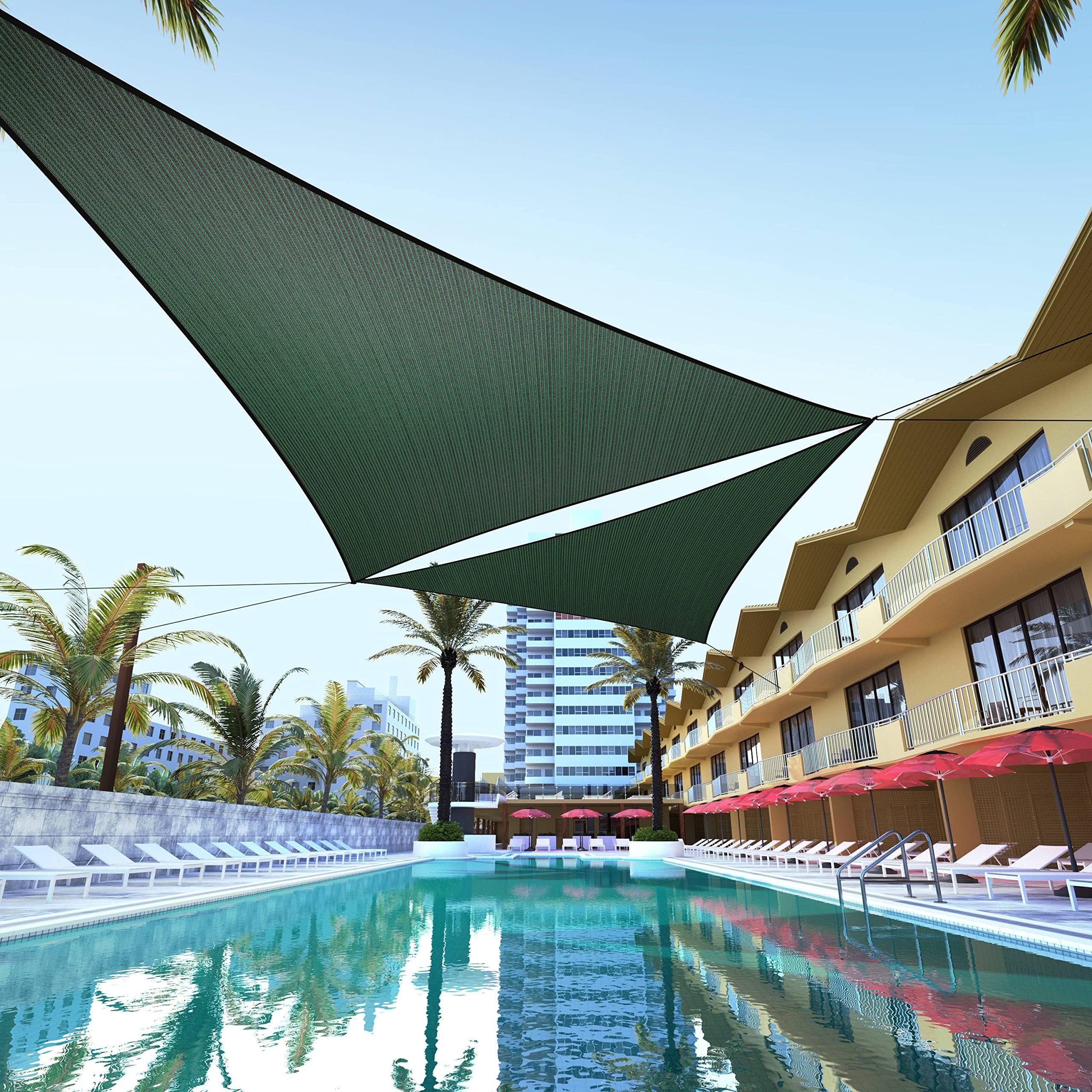 ColourTree CTSLT Custom Size Order to Make 8' x 14' x 16.1' Green Right Triangle Sun Shade Sail Canopy Mesh Fabric UV Block UPF50 - Commercial Heavy Duty - 190 GSM - 3 Years Warranty