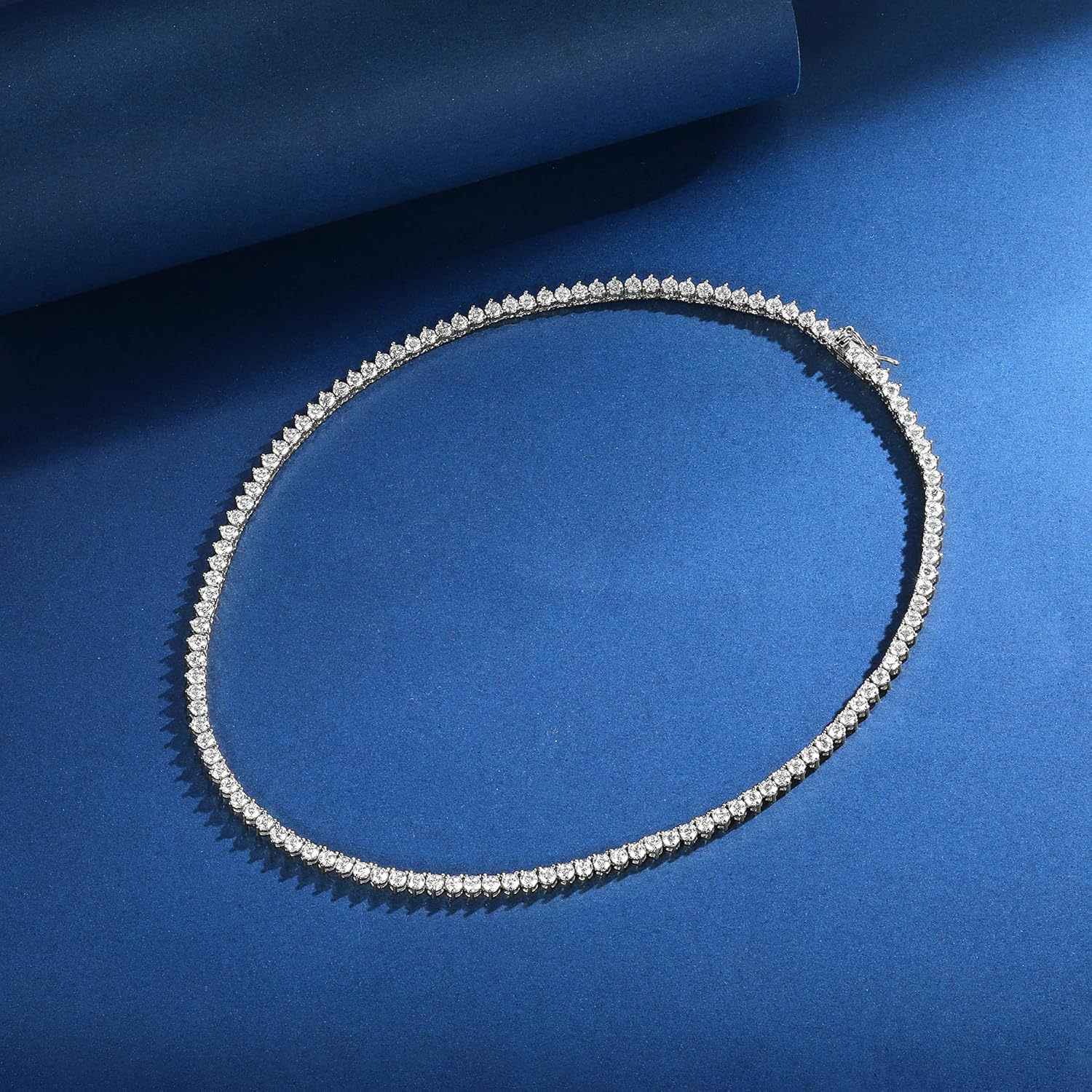 Gemsme 18K White/Yellow Gold Plated Cubic Zirconia Classic Tennis Necklace for Women, White Gold Plated, Brass - Image 2