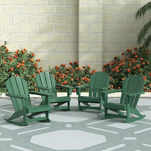 Miniatura 16 de WestinTrends Malibu Silla Mecedora Adirondack de Polietileno para Exteriores/Patio, Blanco