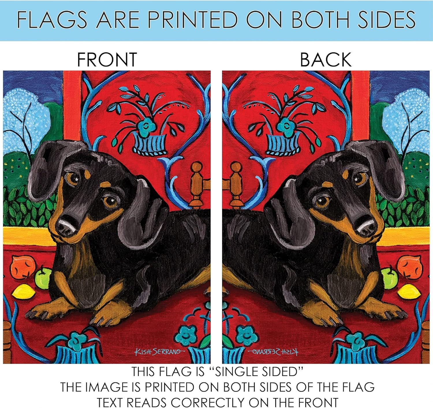 Toland Home Garden 102627 Muttisse-Dachshund Dog Flag 28x40 Inch Double Sided for Outdoor Dachshund House Yard Decoration