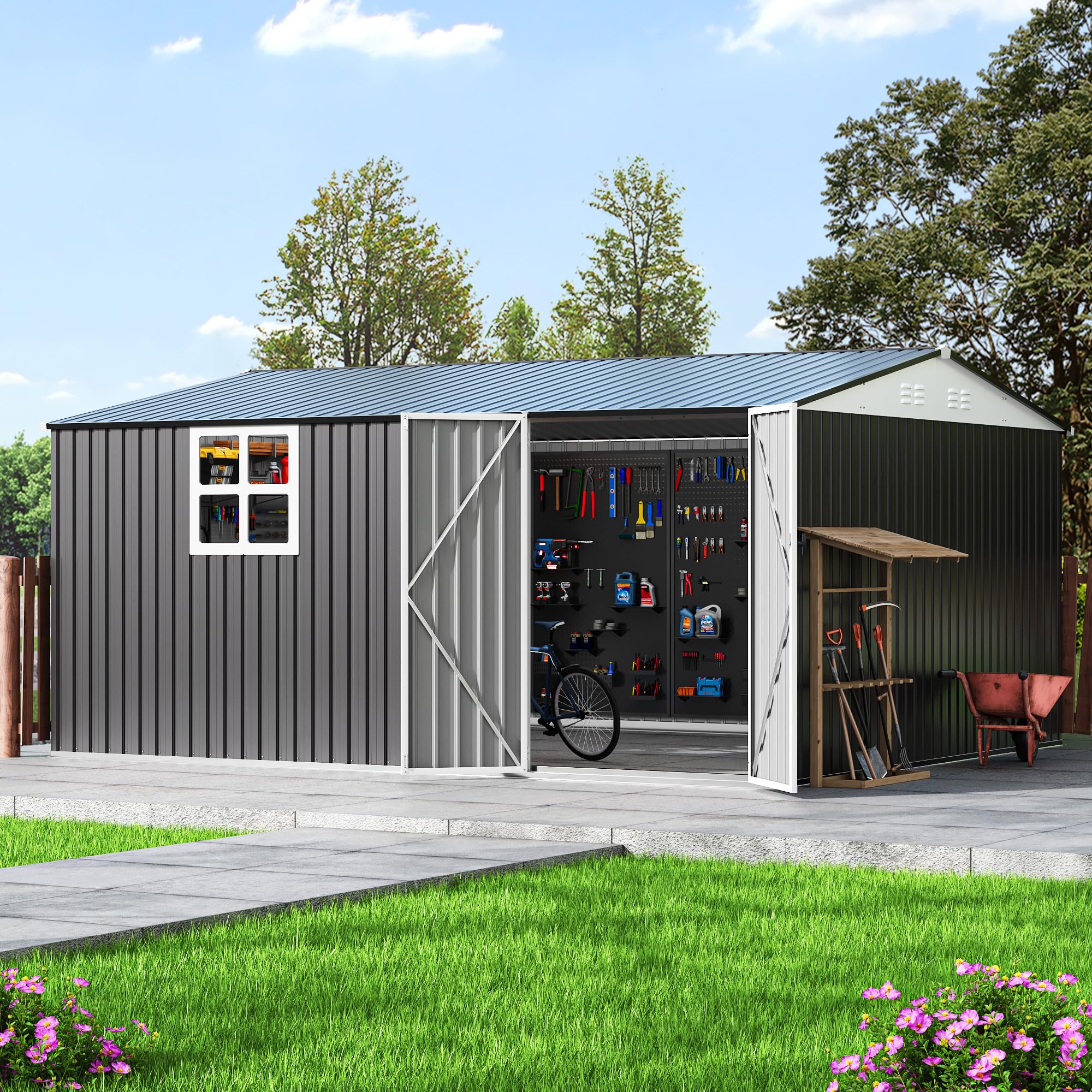 Amazon.com : Polar Aurora 12X14 FT Metal Outdoor Storage Sheds