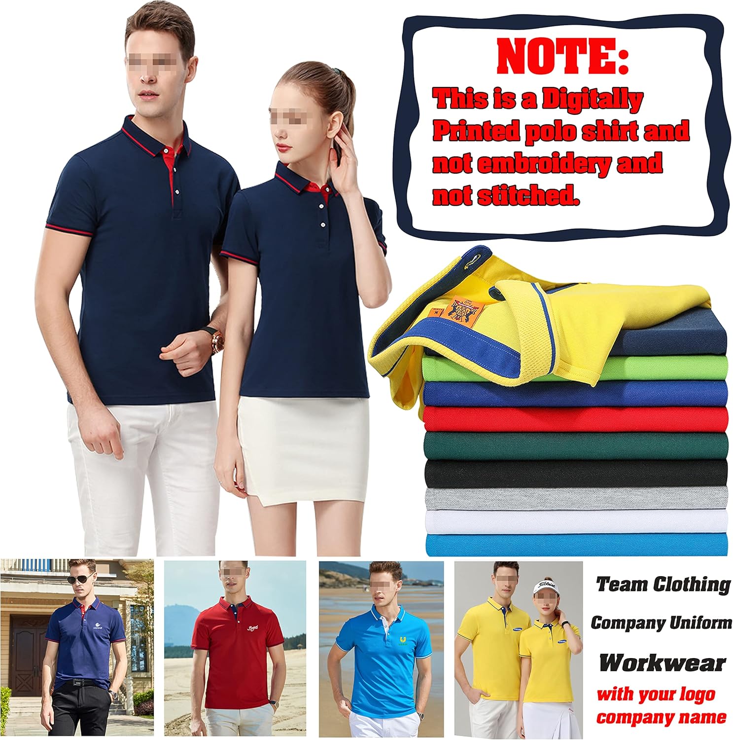 Custom Men's Women's Novelty Polo Shirts Add Your Own Text Logo Design Workwear Personalized Tshirt Teamshirt - Image 2