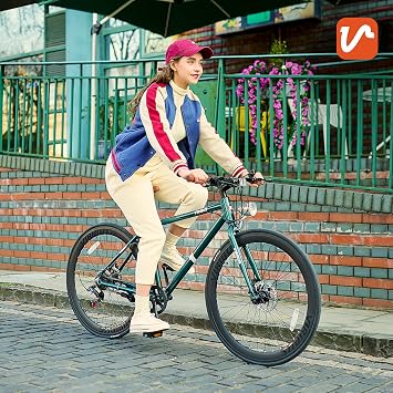 VIRIBUS Hybrid Bike, 28 inch Road Bike 7 Speed for Men Women Adults, Lightweight Aluminum 700C Adult Hybrid Bicycle for City Commuter, Vintage Blue