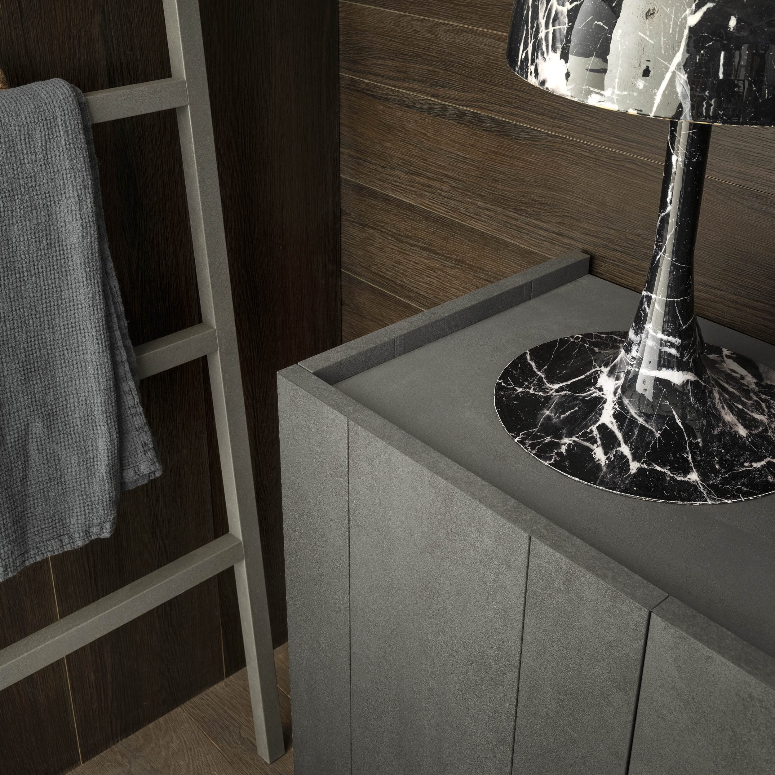 ARHome Sideboard Urban, 160 x 42 x 84 cm, Dunkler Beton, Anrichte 4 Türen, Made in Italy