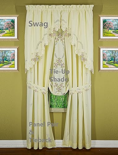 Vista 131 de Today's Curtain Verona - Persiana bordada inversa, 63 pulgadas, color crudo/antiguo