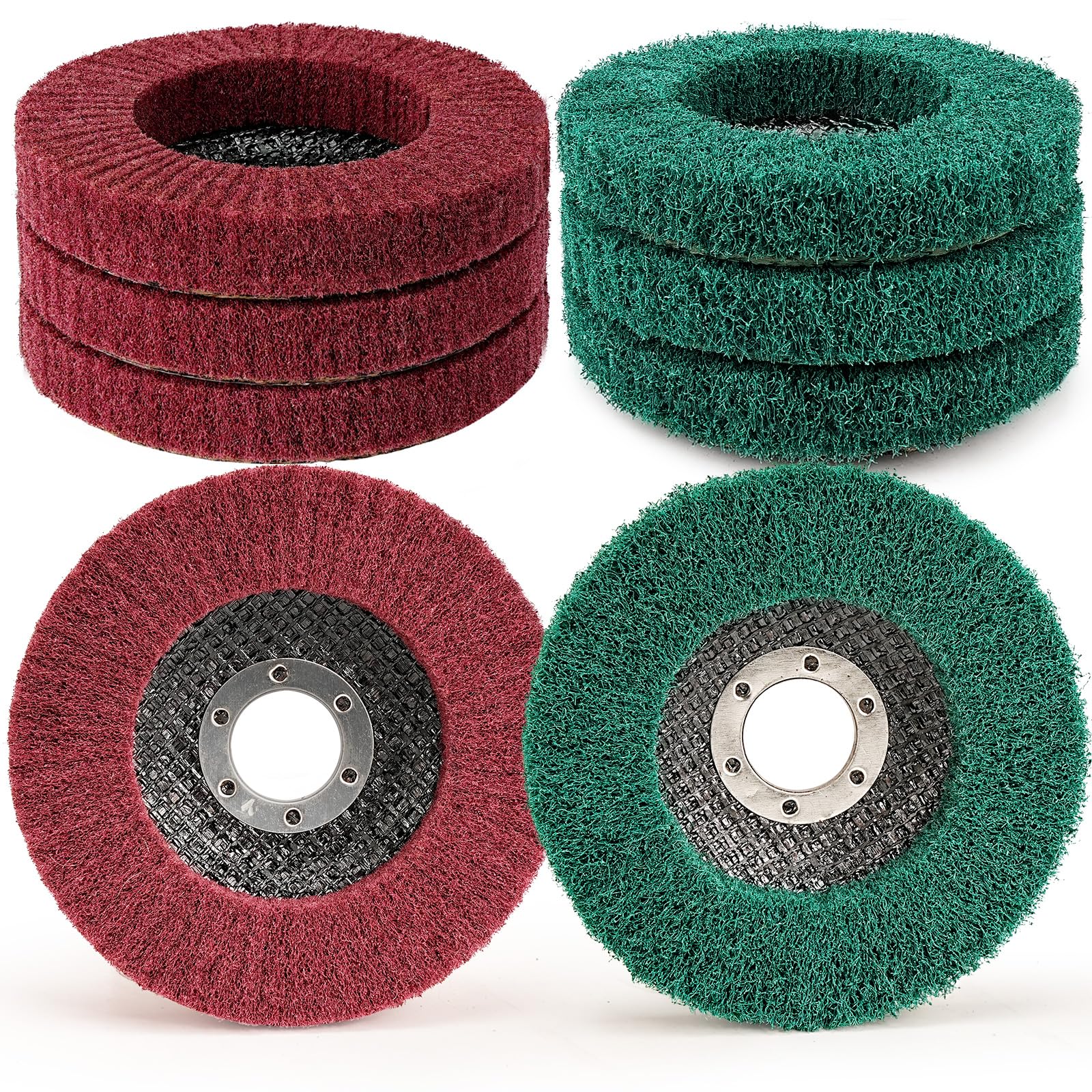 SI FANG 12,5 x 2,2 cm Disco di levigatura a lamelle in fibra di nylon, Set di 8 Grit 320/180 Ruota di lucidatura per smerigliatrice angolare, per la pulizia, la sbavatura e la rimozione della ruggine
