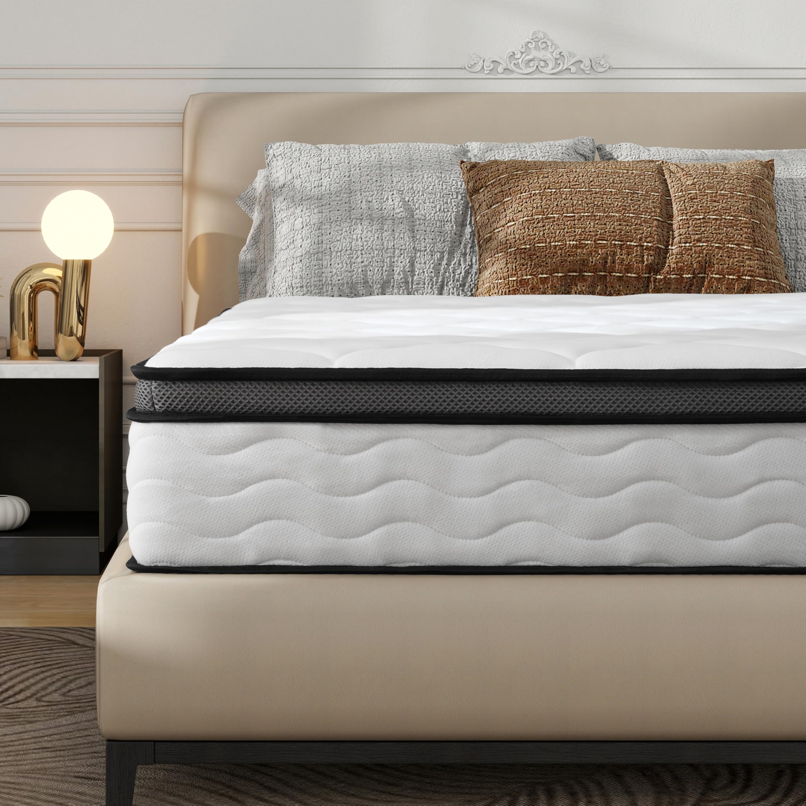 Beuiosda 10 Inch Queen Mattress, Hybrid Mattress Queen Size in a Box, Individually Wrapped Pocket Coils Innerspring Mattress, Medium Firm, Pressure