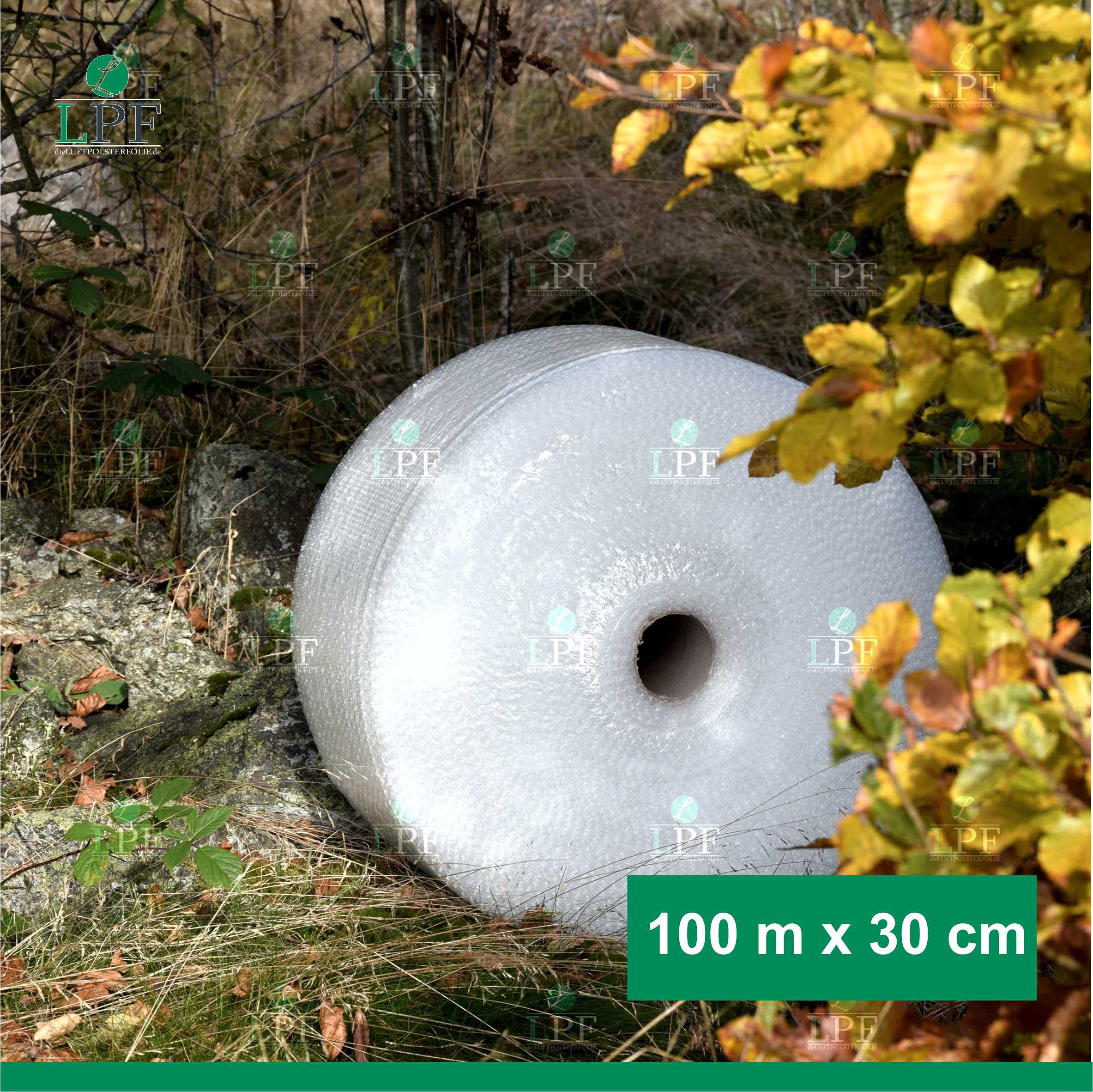 dieLUFTPOLSTERFOLIE Luftpolsterfolie 30cm x 100m Verpackungsfolie Luftpolster Rolle Blisterfolie Noppenfolie Polsterfolie Umzug 30cm Knallfolie Polstermaterial Versand Transparent Umzugfolie 100