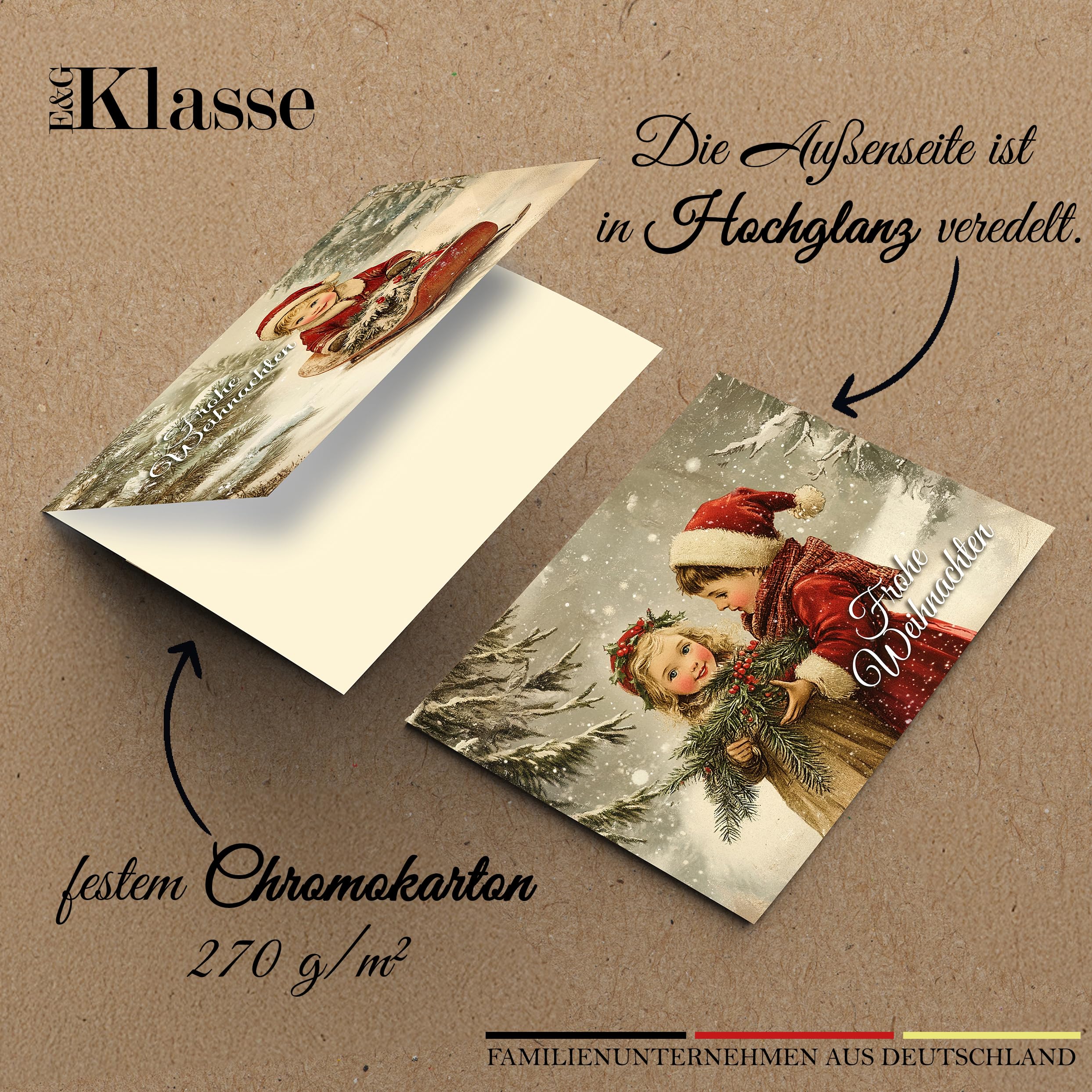 12 Christmas Cards Vintage Folding Cards with Envelopes Magic of Christmas Card Envelope Merry Christmas Xmas Christmas Card Santa Claus Children Snow Forest - Image 3