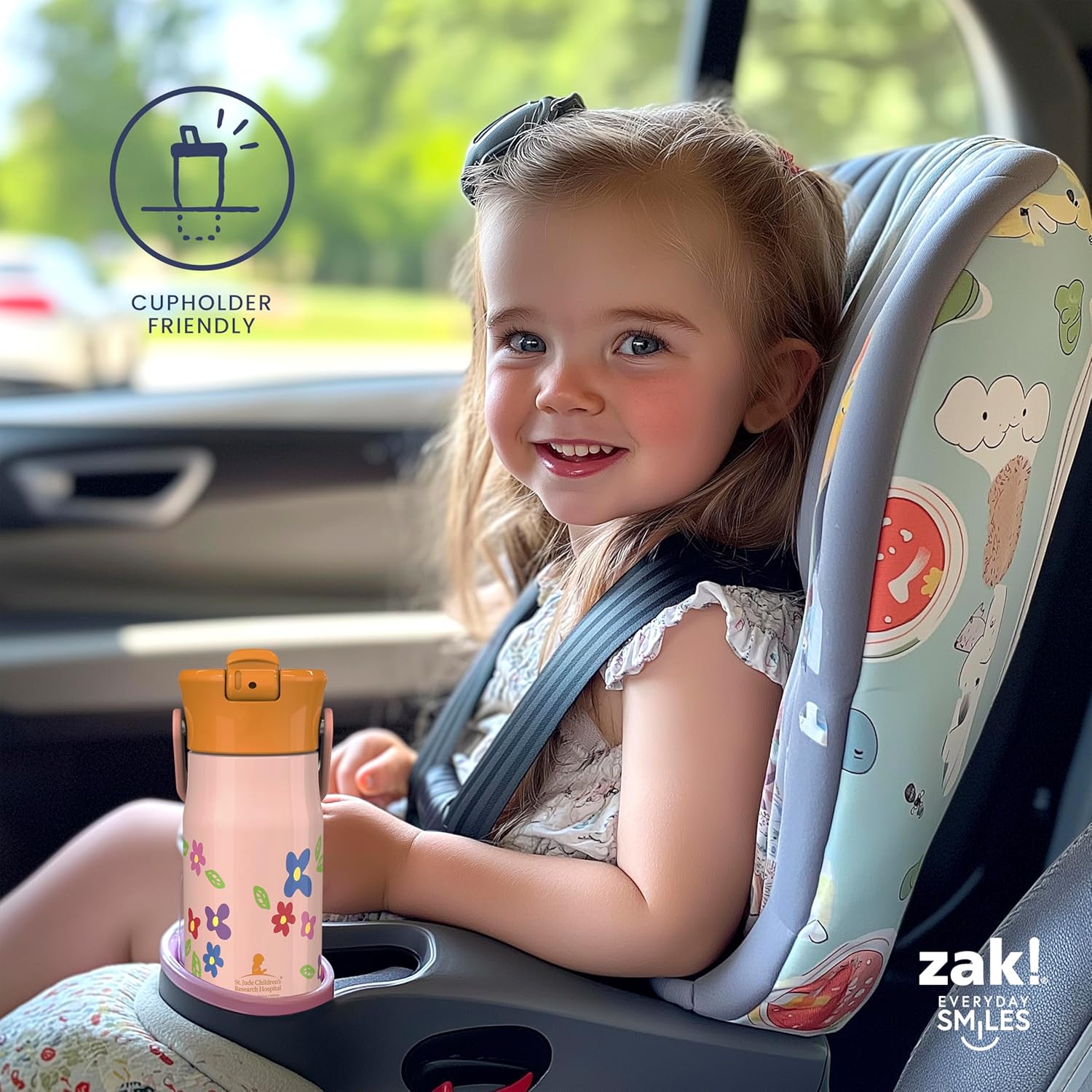 Zak Designs Harmony Kid Water Bottle Benefiting St. Jude, For Travel or At Home, 14oz Stainless Steel is Leak-Proof When Closed and Vacuum Insulated (Space) - Image 6