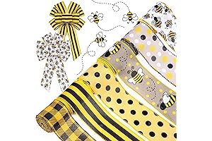 Whaline 30 Yard Bumble Bee Ribbon Wired 6 Design Yellow Black Dots...