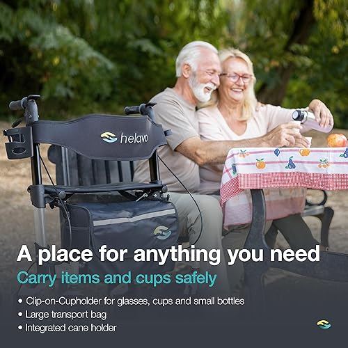 Miniatura 5 de Helavo Caminante todo terreno con neumáticos de goma sólida a prueba de pinchazos, ruedas de 12 pulgadas, plegable para personas mayores con