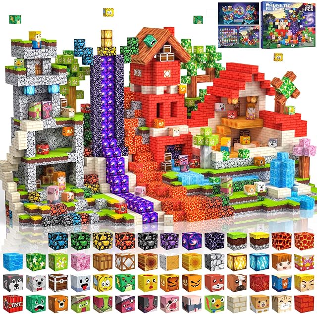 Blocs magnétiques 220 PCS Blocs de construction magnétiques, 3+ STEM Jouets sensoriels Montessori, Cube magnétique pour 3 4 5 6 7 8 9 10 11 12 8-12 ans garçons & Cadeaux d'anniversaire pour filles