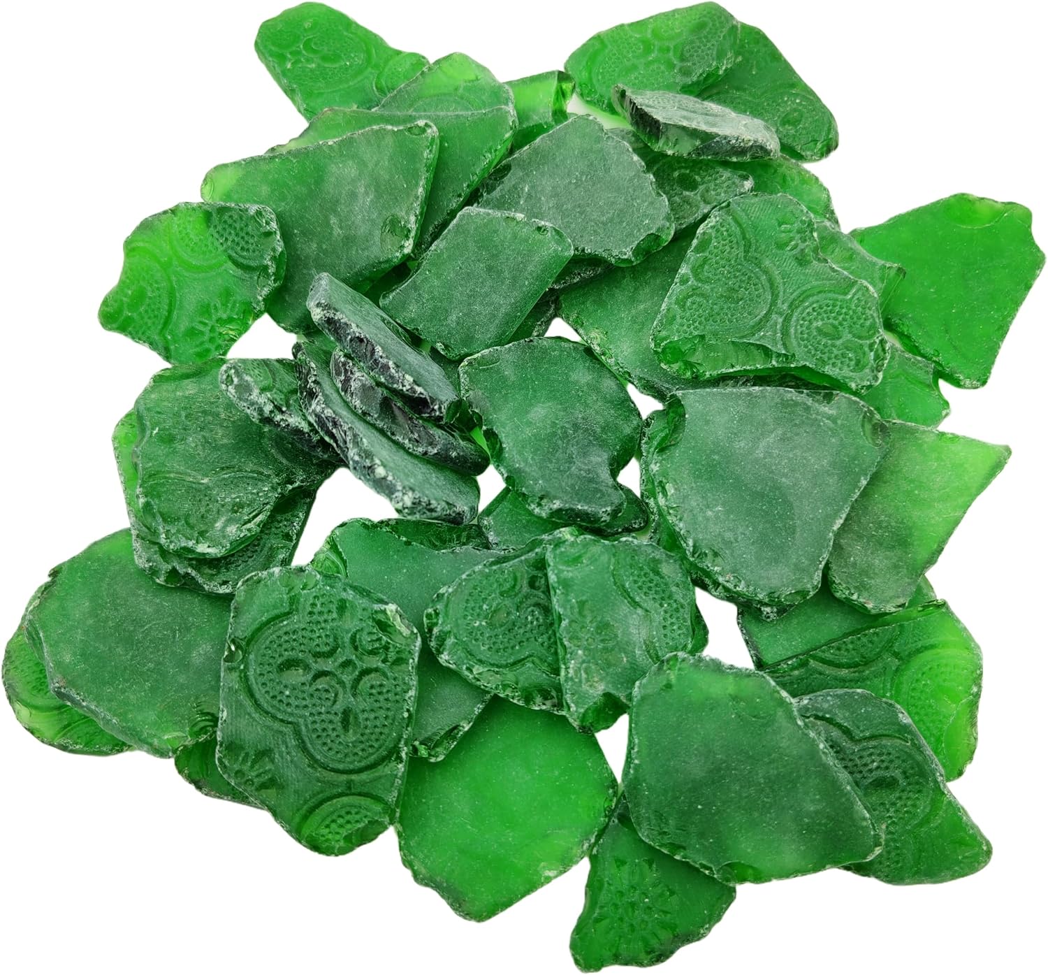 1.1lb Irregular Frosted Glass Mosaic Tiles Bulk – DIY Craft Supplies for Jewelry, Picture Frames, Coasters, Garden Decor, Indoor & Outdoor Mosaic Art Projects (Green, 0.98-2.36 inch)