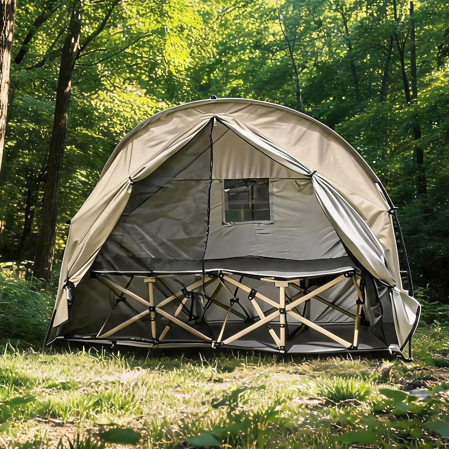 Cot Tent for 1 Person – Privacy Shelter with Breathable Mesh Door – Easy Setup for Camping, Backpacking, Festivals & Backyard – Cot Not Included