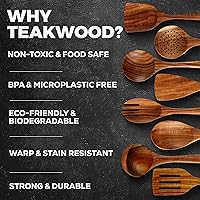 Vista 4 de Zulay Kitchen - Cucharas de madera premium de 8 piezas, acabado liso, madera de teca natural, antiadherentes, hechas a mano