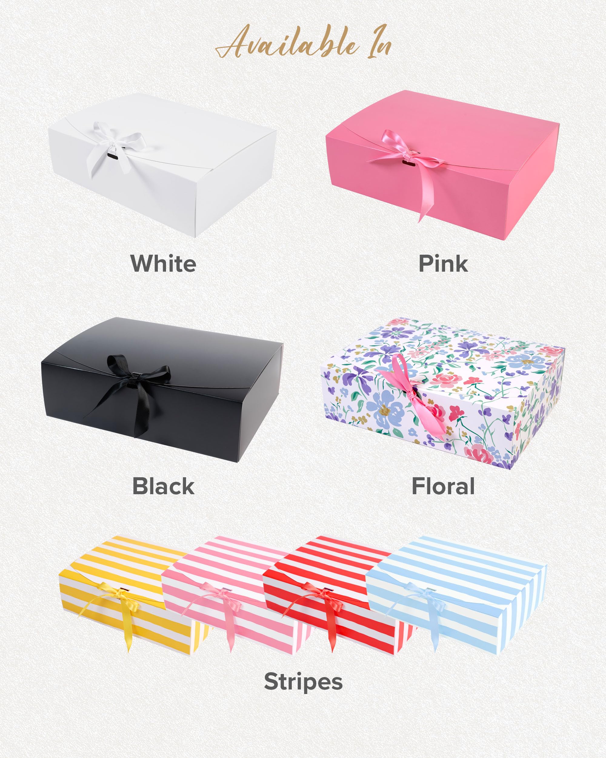 Set di 16 scatole regalo rosa, per regali e regali per matrimoni, compleanni e altro ancora, scatole regalo nere facili da montare, con coperchi e chiusura a nastro, scatole decorative con