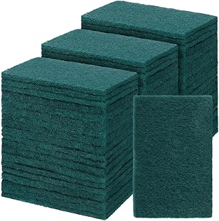 150 Pcs Heavy Duty Scouring Pads Non Scratch Household Scrub Pads for Cleaning Reusable Pan Scrubber Anti Grease Scrubbing Pads for Dish Kitchen Metal Grills, 4.3 x 3 x 0.3 in (Green)