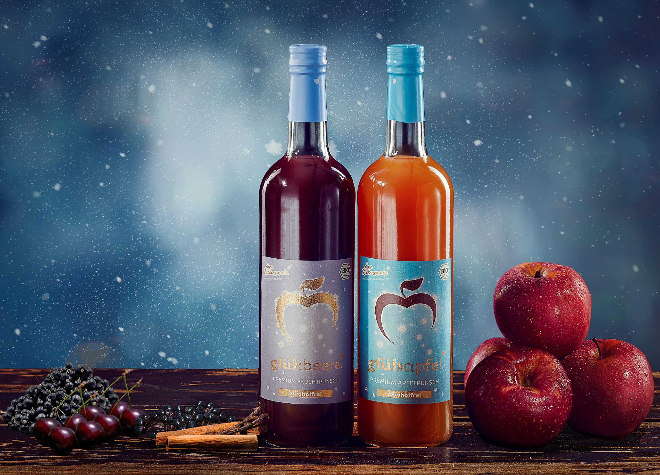 Elbler Vin chaud sans alcool, 1 x 0,75 l, vin chaud aux baies biologiques, à base de fruits biologiques, avec extraits d'hiver de vanille, cannelle et clou de girofle, végétalien et sans gluten, 100