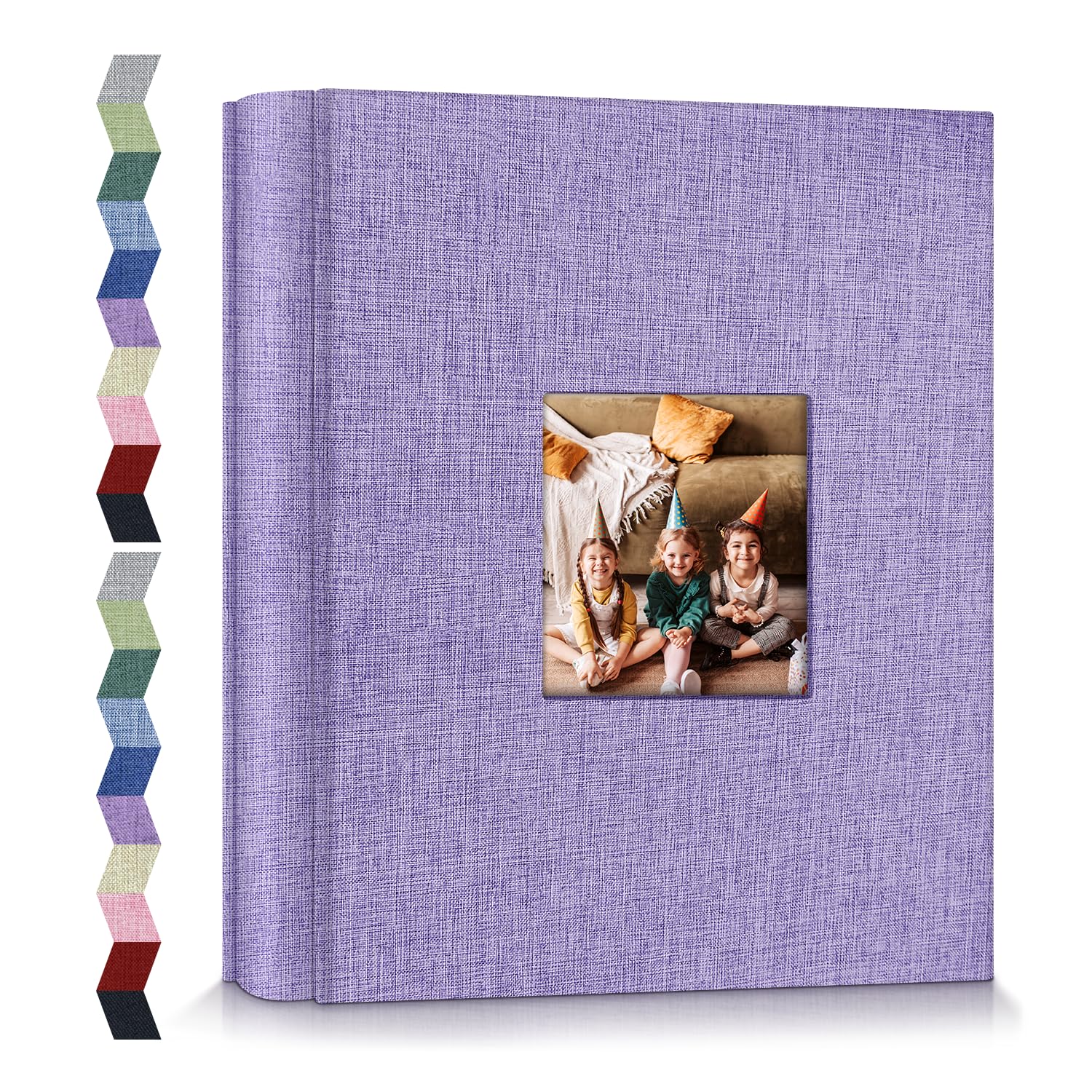 Popotop Álbum de fotos de 6 x 4 pulgadas, 600 bolsillos, cubierta de lino con ventana de exhibición, álbum de fotos deslizante para bodas, recuerdos familiares, bebé, aniversario y vacaciones, álbum